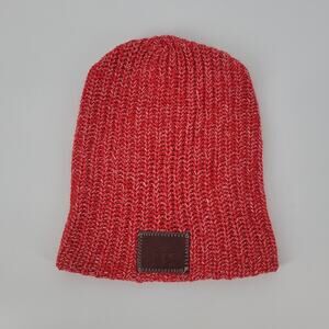 Love Your Melon Red White Cotton Knit Long Beanie